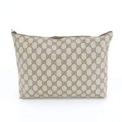 美品 グッチ GGスプリーム セカンド バッグ レザー ポーチ クラッチ ポーチ 通勤 ビジネス メンズ RUM DF25-1【中古】