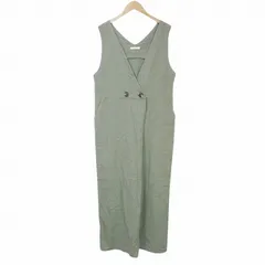 クラシカルエルフ CLASSICAL ELF 美品 大きいサイズ 麻混ワイドオールインワン オーバーオール アシンメトリー ラップ風 XL カーキ X