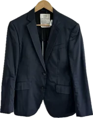 ZK27 【美品】N.G.A.C ATHLETIC ザスーツカンパニー　テーラードジャケット　アウター　ネイビーストライプ　メンズ　170-6Dropサイズ