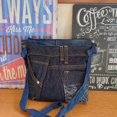 131☆USEDデニムリメイク☆サコッシュ☆ショルダーバッグ☆ポシェット☆ジーンズリメイク☆