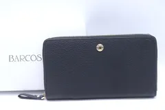 バルコス 長財布 レザー ラウンドファスナー 小銭入れあり ウォレット ブランド レディース ブラック BARCOS 【中古】
