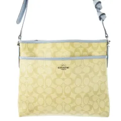 コーチ COACH ショルダーバッグ PVC レザー 革 ロゴ シグネチャー ベージュ 青 ブルー サックス F58297 /CK21 ■GY18