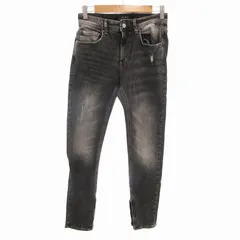 ザラ ZARA デニムパンツ ジーンズ テーパード ダメージ加工 30 黒 ブラック /HO