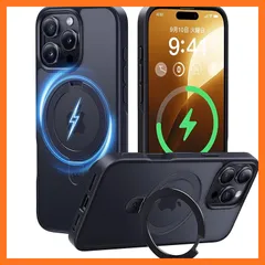 【新品】 【8年の匠心開発 高耐久スタンド構造】CASEKOO for iPhone 16 pro ケース【MagSafe対応／米軍MIL規格 耐衝撃】隠しスタンド 縦横立て対応 25W ワイヤレス充電対応 マット仕上げ 指紋防止 黄変防止 半透明 ストラ 0