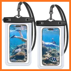 【新品】 Sunytree スマホ 防水ケース 海 【2枚セット&熱圧技術】スマホケース IPX8認定 水中・水上で操作できる 良いタッチ感度 指紋認証/顔認証 ロックがしやすい サイドボタンが押しやすい ストラップ付き 首掛け 高透過率 7インチ以下全機種対