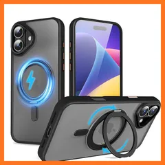 【新品】 QUEASON【iPhone 16 用 MagSafe対応 ケース】360°回転スタンド ワイヤレス充電対応 あいふおん16 用 ケース リング付き 米軍MIL規格 スマホケース iphone 16 用 超強磁力 落下防止 アイフォン16 用 スマホ