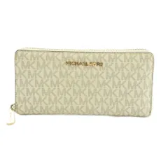マイケルコース MICHAEL KORS 長財布 ラウンドファスナー 小銭入れ MKロゴ モノグラム オフホワイト 白 /MI ■GY49