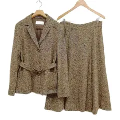 マックスマーラ MAX MARA 白タグ ツイード スカート スーツ セットアップ ジャケット ロング丈 46 ブラウン系のサムネイル