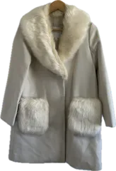 ZK27 【美品タグ付き】CECIL MC BEEセシルマクビー　ファー付きコート　アウター　ホワイト　レディース　Mサイズ