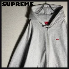 SUPREME フルジップパーカー スモールボックスロゴ 刺繍 グレー 2XL
