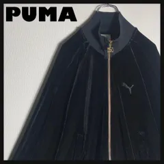 【希少】PUMA ジャージ ベロアトラックジャケット 刺繍 黒 L