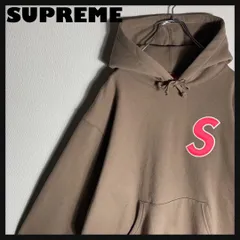 【極美品】SUPREME プルオーバーパーカー Sロゴ 裏起毛 茶 M