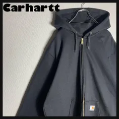 【極美品】カーハート フルジップ パーカー ロゴ 裏起毛 黒 XL