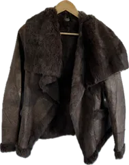 ZK27 【美品】PELLESSIMOペレッシモ　ムートンコートファージャケット　アウター　ブラウン　毛皮ラビット　レディース　38サイズ