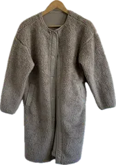 ZK27 【美品】UNIQLOユニクロ　ボアフリースノーカラーコートロングコート　アウター　ベージュ　レディース