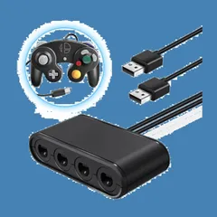 U/PC用 OLED/Switch/Wii switch 大乱闘スマッシュブラザーズ対応 最大８人同時にプレイ ４ポート コントローラ接続タップ ゲームキューブ ニンテンドー GCコントローラー接続タップ switch用GCコントローラ変換アダプタ 「アップグ