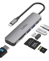 ★USB C ハブ 6-in-1 Lvdou アダプタ｜100W PD充電対応・4K 60Hz HDMI・MicroSD/SDカードリーダー搭載