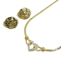 ニナリッチ NINA RICCI クレージュ COURREGES ネックレス イヤリング 2点セット ハート ラインストーン ゴールドカラー