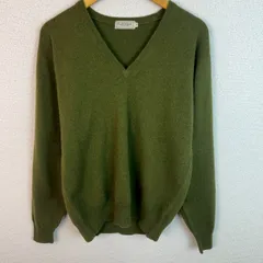 Paul Stuart ポールスチュアート ウールニット Vネック グリーン Mサイズ メンズ 古着 クラシック シティーボーイ