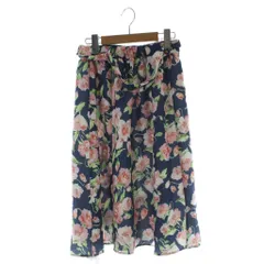 セシルマクビー CECIL McBEE フレアスカート ひざ丈 M 青 ブルー 緑 グリーン ピンク 花柄 フローラルプリント /LP ■GY58