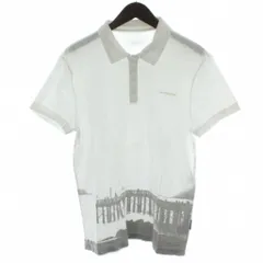 カルバンクラインジーンズ Calvin Klein Jeans ポロシャツ 半袖 L 白 ホワイト プリント /KW ■GY58
