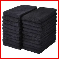【即日発送】約34×80cm (ブラック) フェイスタオル同色20枚セット GamachaTowel