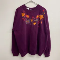 80s USA製 Hanes 葉っぱ 落ち葉 レトロ スウェット ビッグサイズ パープル【メンズXL】
