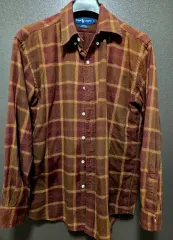 S ポロラルフローレン CHECK シャツ ブラウン