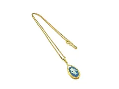 WEDGWOOD ウェッジウッド ジャスパー ネックレス ペンダント アクセサリー ブルー系×ゴールド系 DK9519