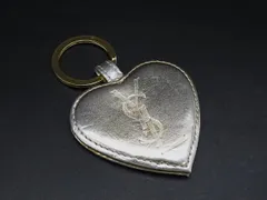 YVESSAINTLAURENT イヴサンローラン パテントレザー ハート ミラー付き キーホルダー バッグチャーム ゴールド系 DK9523