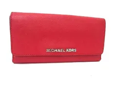 ■美品■ MICHAEL KORS マイケルコース レザー 二つ折り 長財布 ウォレット 小銭入れ 札入れ レディース レッド系 DK9941