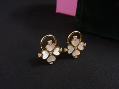 ■美品■ kate spade ケイトスペード クリップ式 SV925 クローバー イヤリング アクセサリー レディース ゴールド系 DL0679