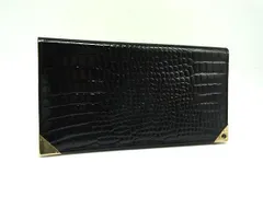 ■美品■ dunhill ダンヒル クロコダイル型押しレザー 長財布 ウォレット 札入れ メンズ ブラック系 DL0056