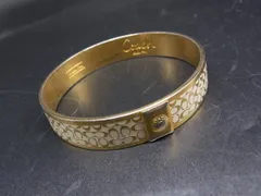 ■美品■ COACH コーチ シグネチャー バングル ブレスレット アクセサリー レディース ゴールド系×ホワイト系 DL0150