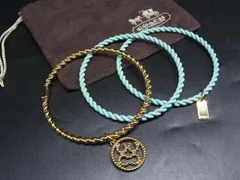 ■美品■ COACH コーチ 3連 ブレスレット バングル アクセサリー レディース ライトブルー系×ゴールド系 DL0153