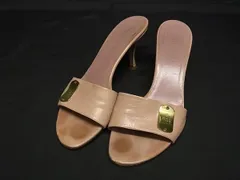 GUCCI グッチ レザー ヒール サンダル ミュール 表記サイズ6 (約23.0cm) 靴 シューズ ピンクベージュ系 DL3142