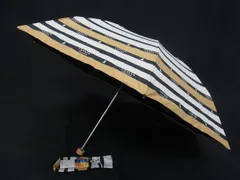 ■美品■ LANVIN ランバン 2段折り 晴雨兼用 日傘 折りたたみ傘 雨具 高級傘 アンブレラ ブラウン系×ホワイト系×ブラック系 DL3528