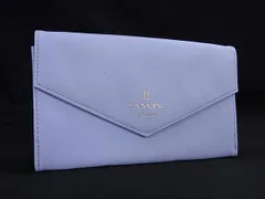 ■美品■ LANVIN en Bleu ランバンオンブルー レザー クラッチバッグ チケットケース 袱紗入れ レディース ライトブルー系 DL4424