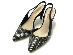 ■美品■ COLE HAAN コールハーン パイソン型押しレザー ハイヒール パンプス サイズ6 1/2(約24cm) 靴 シューズ ブラック系 DL5116