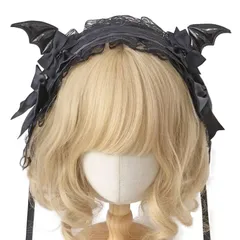 ハロウィン ゴスロリ 黒 髪飾り ハロウィンアクセサリー 悪魔の翼 3WAY ロリータ カチューシャ レース 黒 リボン 蝶結び ヘッドドレス ヘアクリップ付き かわいい 萌え キュート メイドカフェ Sitengle lolita コスプレ パーティー (黒