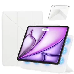 軽量 極薄 オートスリープ/ウェイク対応 Pencil対応 強力マグネット吸着 三角形スタンド 角度調整可能 横置＆縦置 ケース(2018)専用 11インチ 11インチ pro (クリーム) (2022/2020)/iPad 第5/4世代 Air Air (2