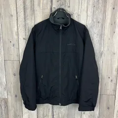 EDDIE BAUER エディーバウアー ブラック 裏地 フリース Thermore フルジップ ナイロン 中綿 ダウン ジャケット メンズ XS サイズ