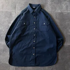 80s USA製 Woolrich シャモアクロスシャツ 紺 XXL A641
