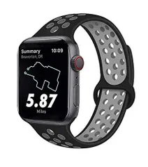 【新着商品】バンド通気性(42mm/44mm iWatch アップルウォッチバンドシリコン42mm/44mm 濃い灰色) スポーツベルト 6/5/4/3/2/1に対応バンド Series Watch Apple Apple シリコン製 バンド watch コン