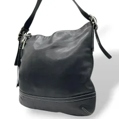 美品 コーチ COACH ショルダーバッグ ホーボー ワンショル 黒 ブラック レザー 本革 タッセル ロゴタグ シルバー金具 斜め掛け可 s44 1414