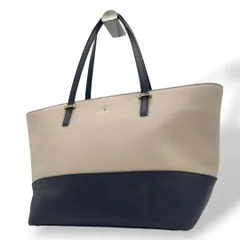 ケイトスペード トートバッグ グレージュ 黒 ブラック バイカラー ワンショルダー A4収納可 ハンドバッグ 肩掛け可 レザー 本革 ゴールド金具 ロゴ おしゃれ 通勤 通学