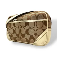 コーチ COACH ポシェット ショルダーバッグ ウエストバッグ シグネチャー柄 ベージュ 白 ホワイト レザー キャンバス ミニバッグ U8