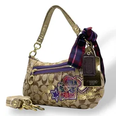 COACH コーチ 15880 ポピー Y2K 00s vintage 2way シグネチャー ハンドバッグ ショルダーバッグ スカーフチャーム 総柄 キャンバス  s91