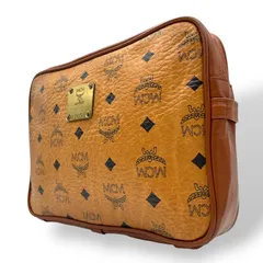 MCM ヴィンテージ ヴィセトス スクエア クラッチバッグ セカンドバッグ ブラウン モノグラム レザー切替 ゴールド金具 ユニセックス s96