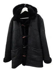ハリウッドランチマーケット HOLLYWOOD RANCH MARKET FRISCO LEATHER BY SEILIN ムートン ダッフルコート 42 フード付き ブラックのサムネイル